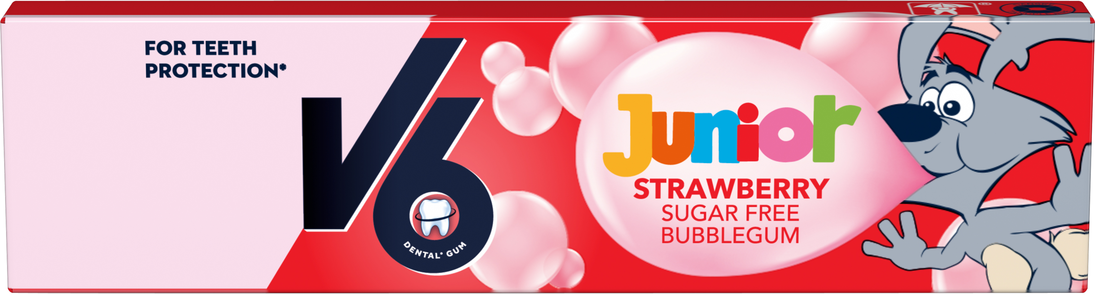 Mondelez Sverige AB V6 Junior Strawberry tuggummi 22 g