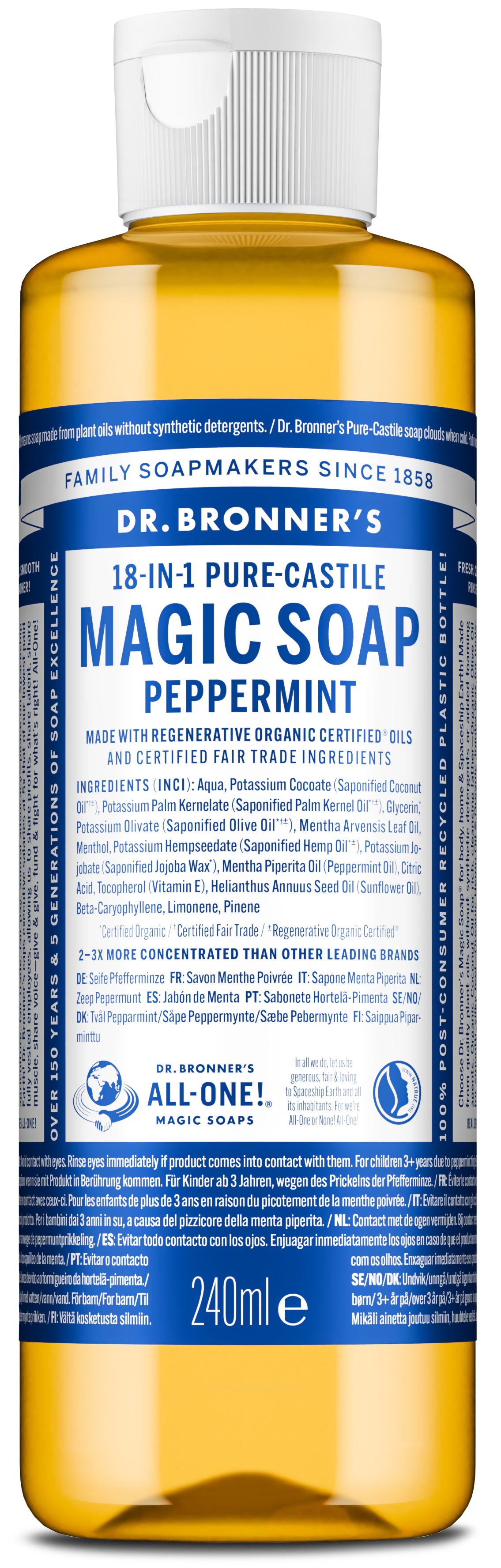 Dr.Bronner's Pure Castile Magic Soap Peppermint 240 ml