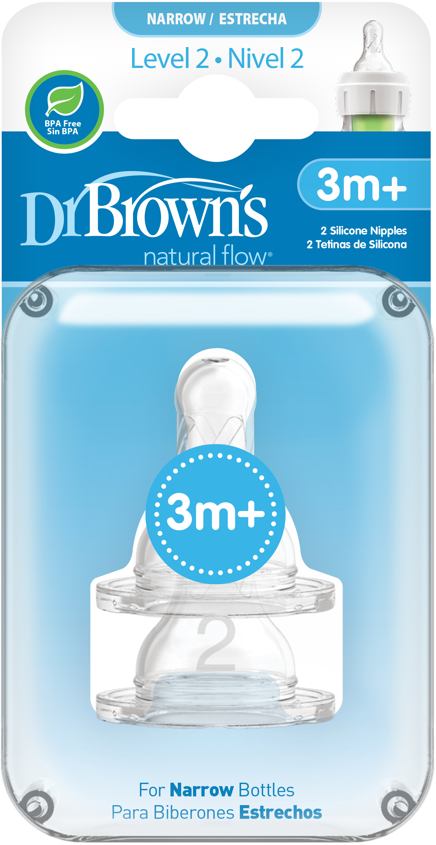 Dr.Brown nipple level 2 Silicone narrowneck 2 st