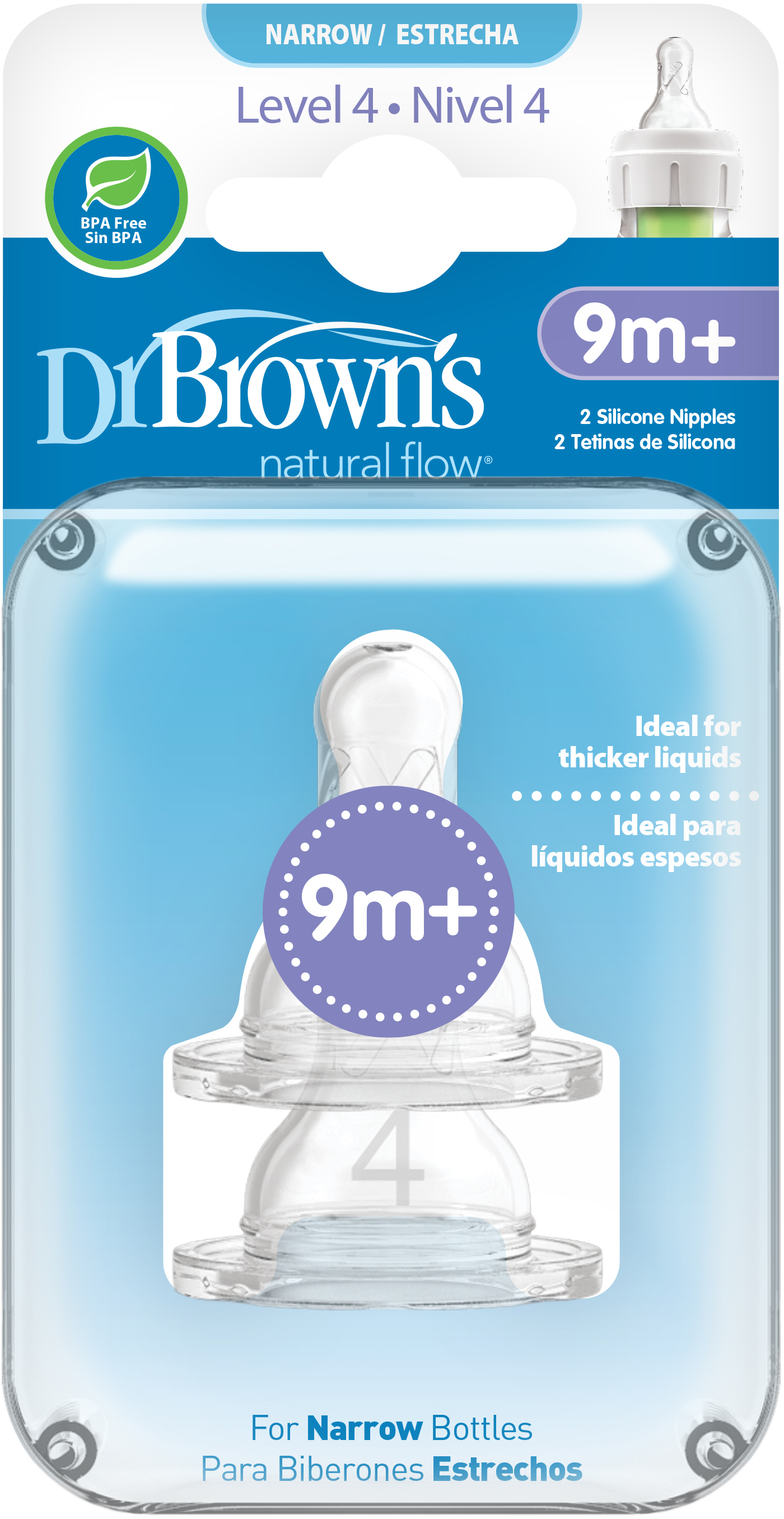 Dr.Brown nipple level 4 Silicone narrowneck 2 st
