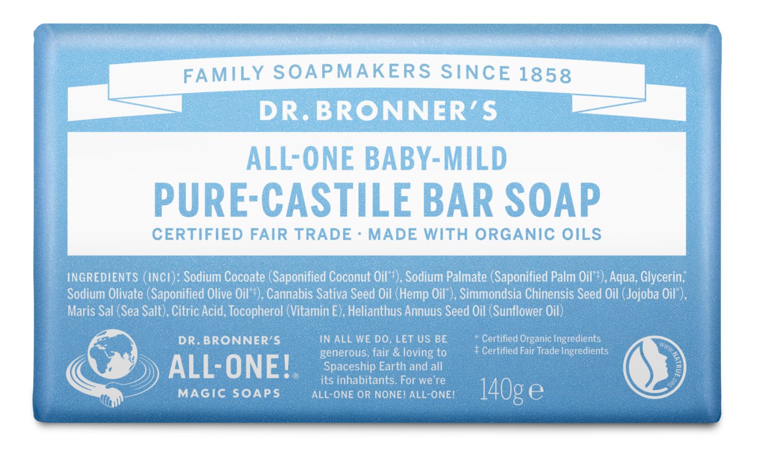 Dr.Bronner's Bar Soap Baby-Mild (unscented) 140 g