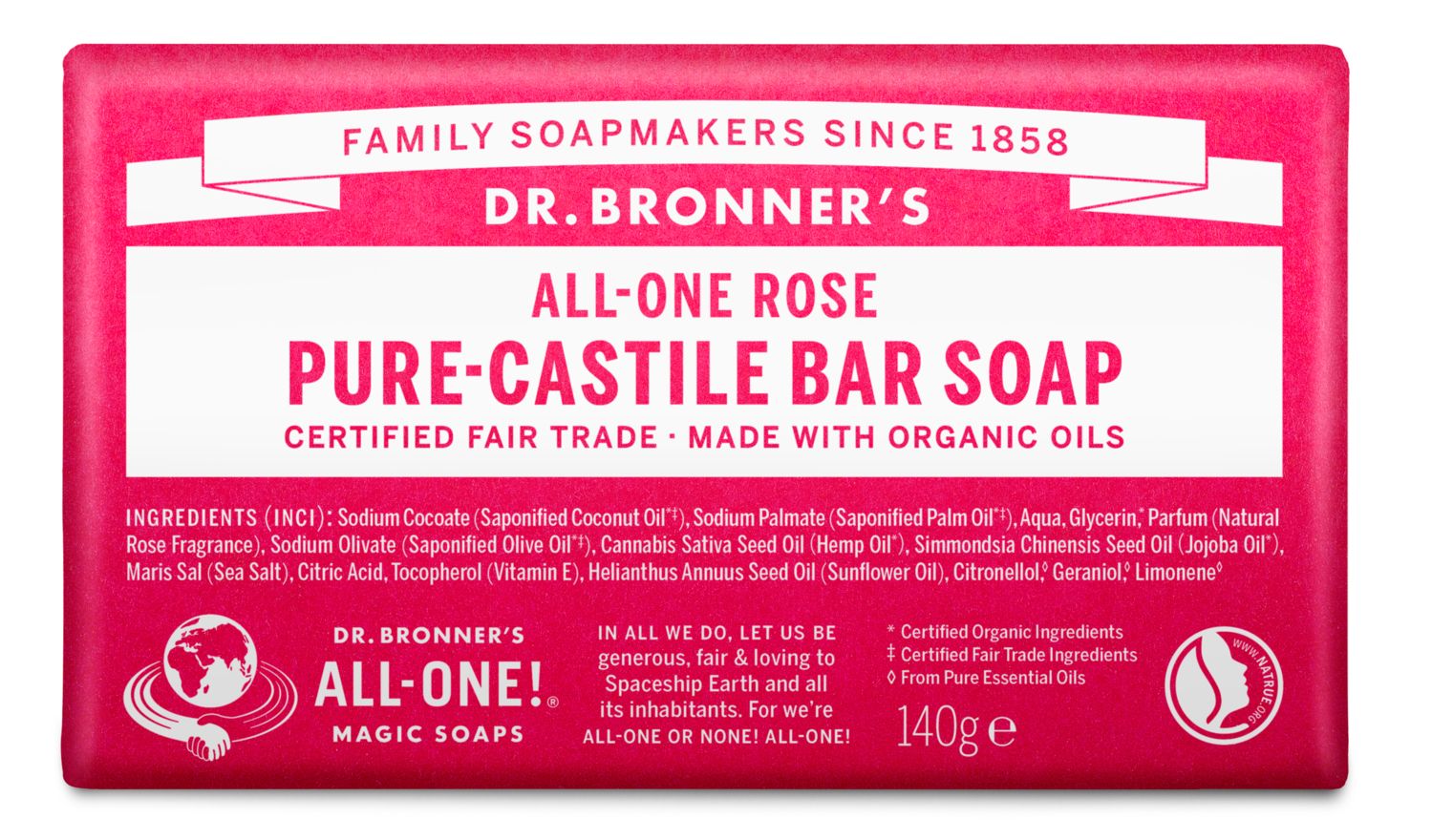 Dr.Bronner's Bar Soap Rose 140 g