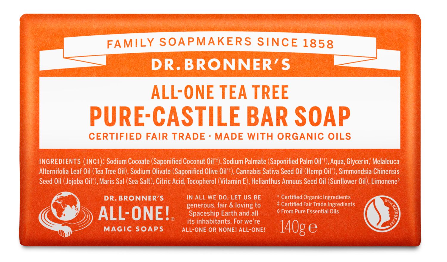 Dr.Bronner's Bar Soap Tea Tree 140 g
