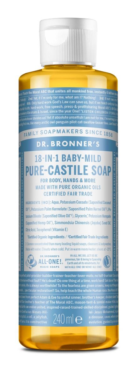 Dr.Bronner's Pure Castile Liquid Soap Baby-Mild (unscented) 240 ml