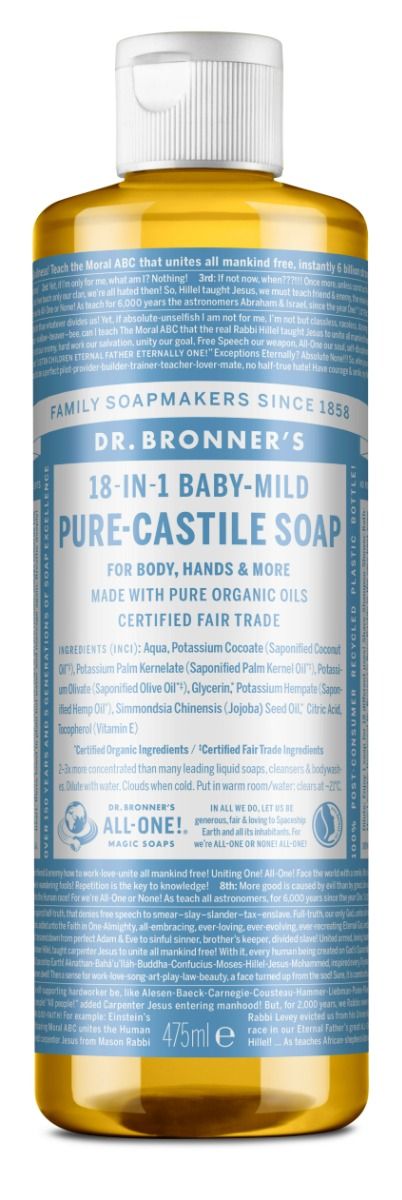 Dr.Bronner's Pure Castile Liquid Soap Baby-Mild (unscented) 475 ml