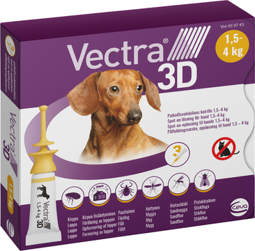 Vectra 3D för hund, 1,5-4 kg, spot-on, lösning
