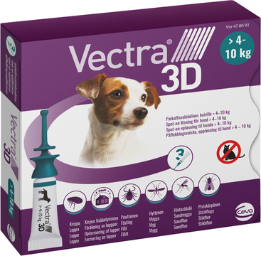 Vectra 3D för hund, 4-10 kg, spot-on, lösning