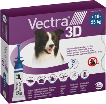 Vectra 3D för hund, 10-25 kg, spot-on, lösning
