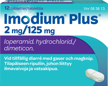 Imodium Plus, tablett 2 mg/125 mg