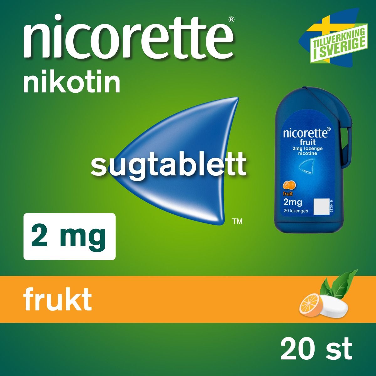 Nicorette Frukt, komprimerad sugtablett 2 mg