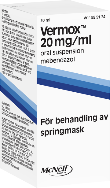 Vermox, oral suspension 20 mg/ml McNeil Sweden AB