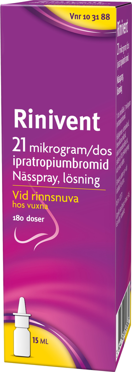Spray Rinit Rinivent, nässpray, lösning 21 mikrogram/dos STADA Nordic ApS | DOZ Apotek