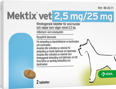 Mektix vet, filmdragerad tablett 2,5 mg/25 mg