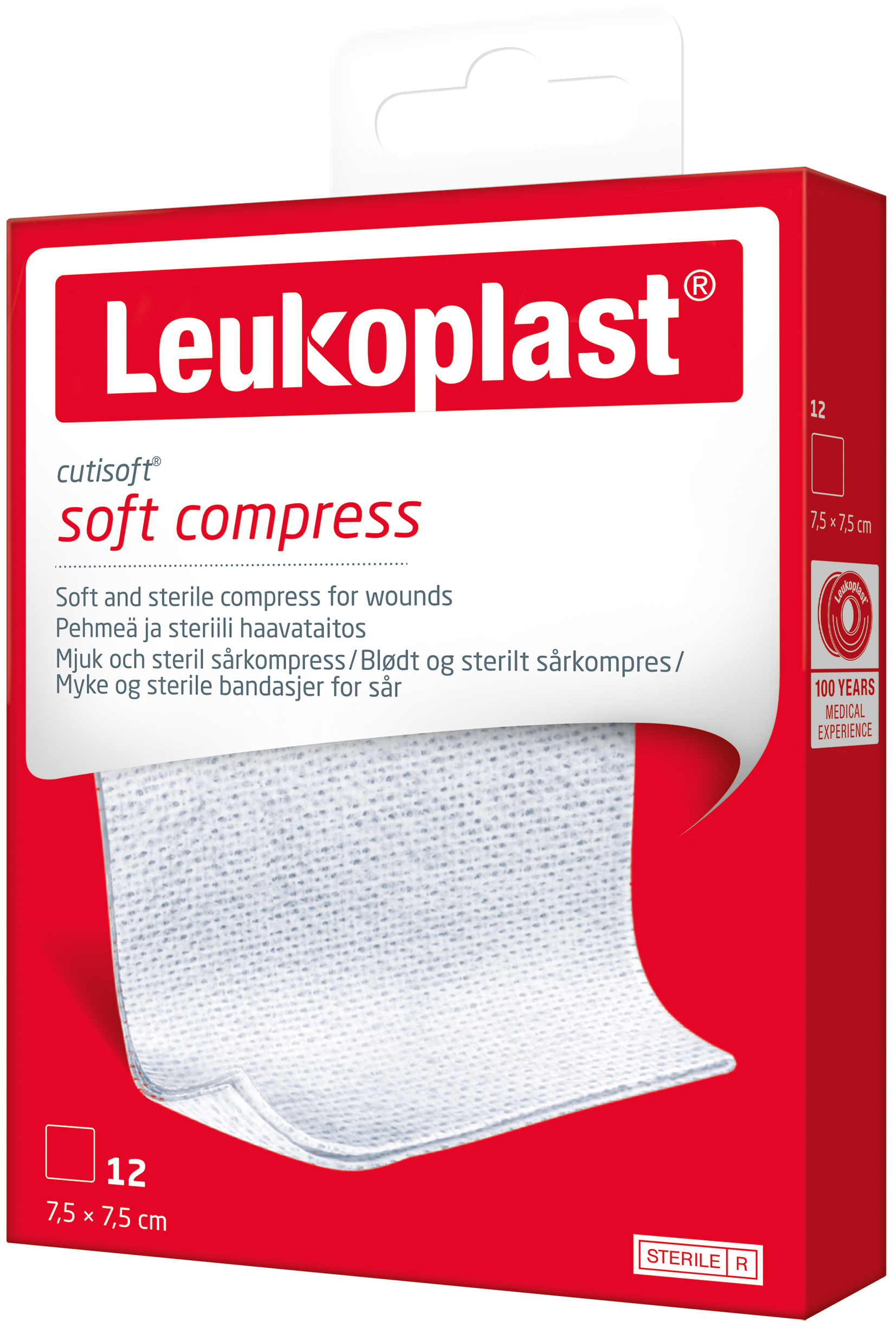 Leukoplast Cutisoft kompress 7,5 cm x 7,5 cm 12 st