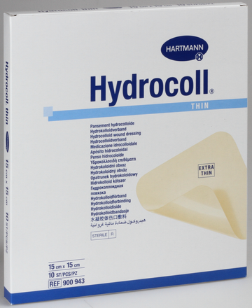Hydrocoll thin, platta, 15x15 cm (läkemedels-nära)