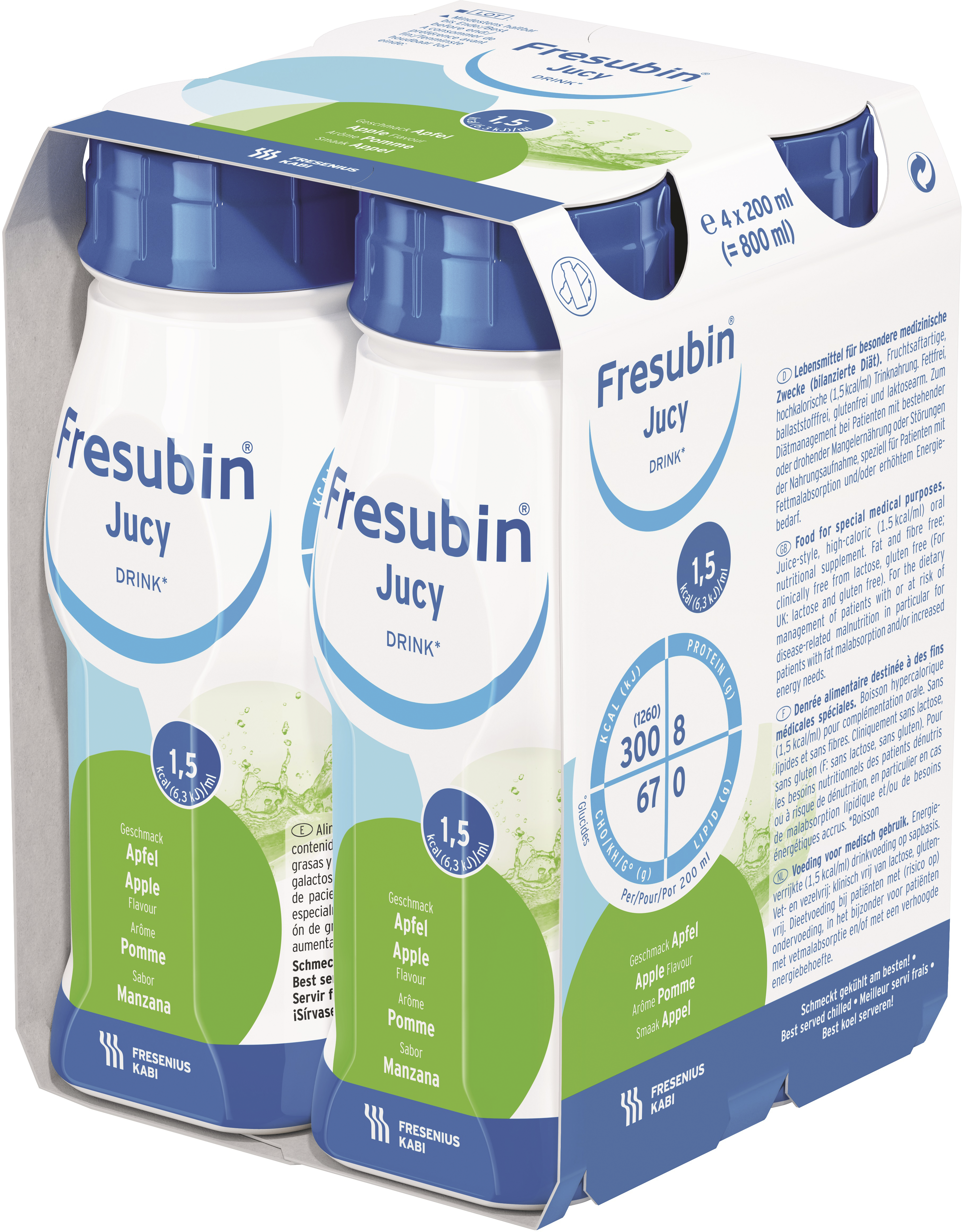 Fresubin Jucy DRINK drickfärdigt kosttillägg äpple 4 x 200 milliliter