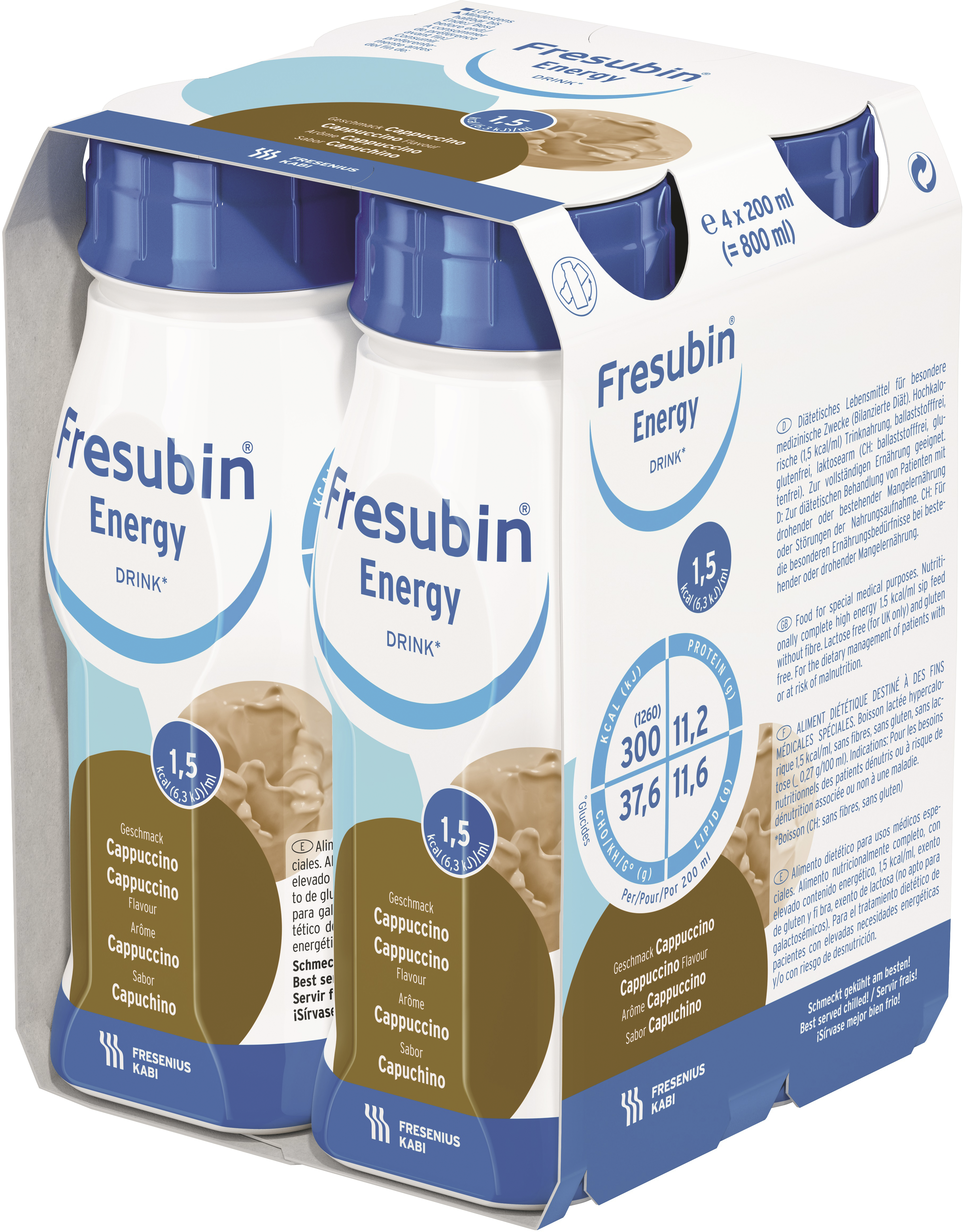 Fresubin energy DRINK cappuccino drickfärdigt kosttillägg 4 x 200 milliliter