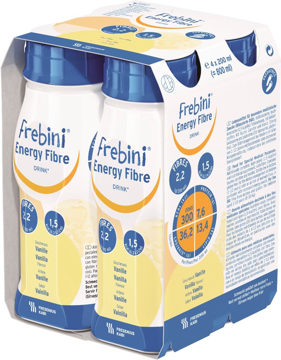 Frebini energy fibre DRINK vanilj komplett drickfärdigt kosttillägg 4 x 200 milliliter