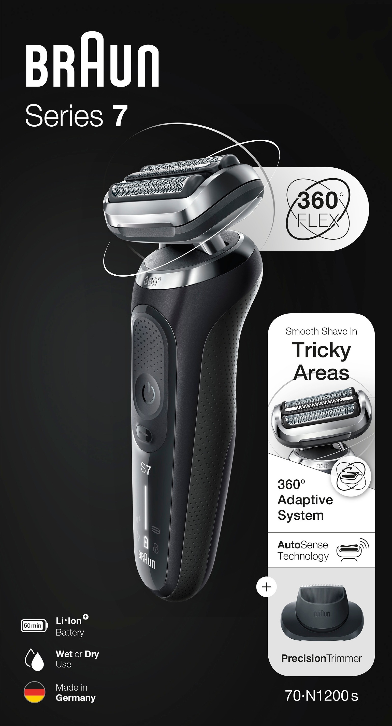 Braun Series 7 Shaver 70-N1200s – Rakapparat 1 ST