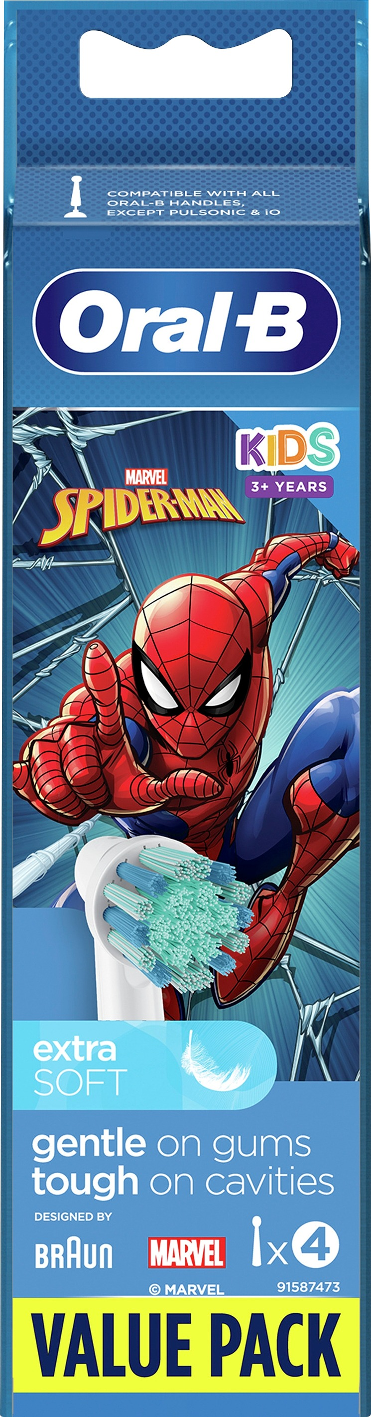 Oral-B Kids Spiderman Extra Soft Tandborsthuvud 4 st