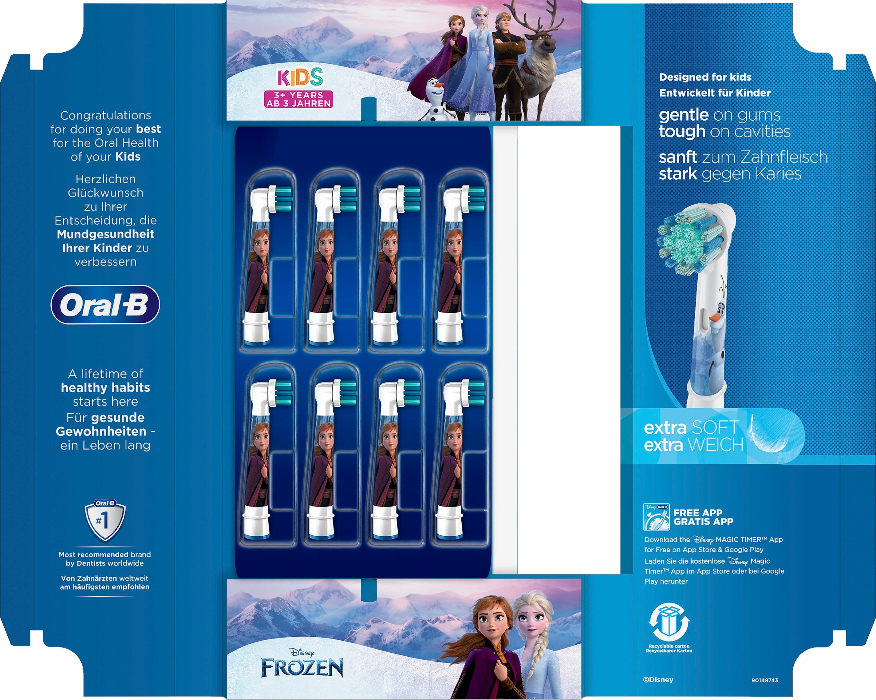 Procter & Gamble Sverige AB Oral-B Kids Frozen borsthuvud 8 st 8st