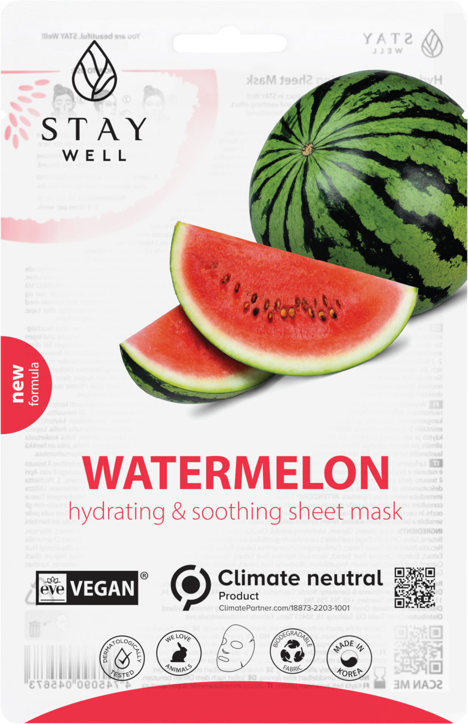 Stay Well Vegan sheet mask Watermelon 20 g