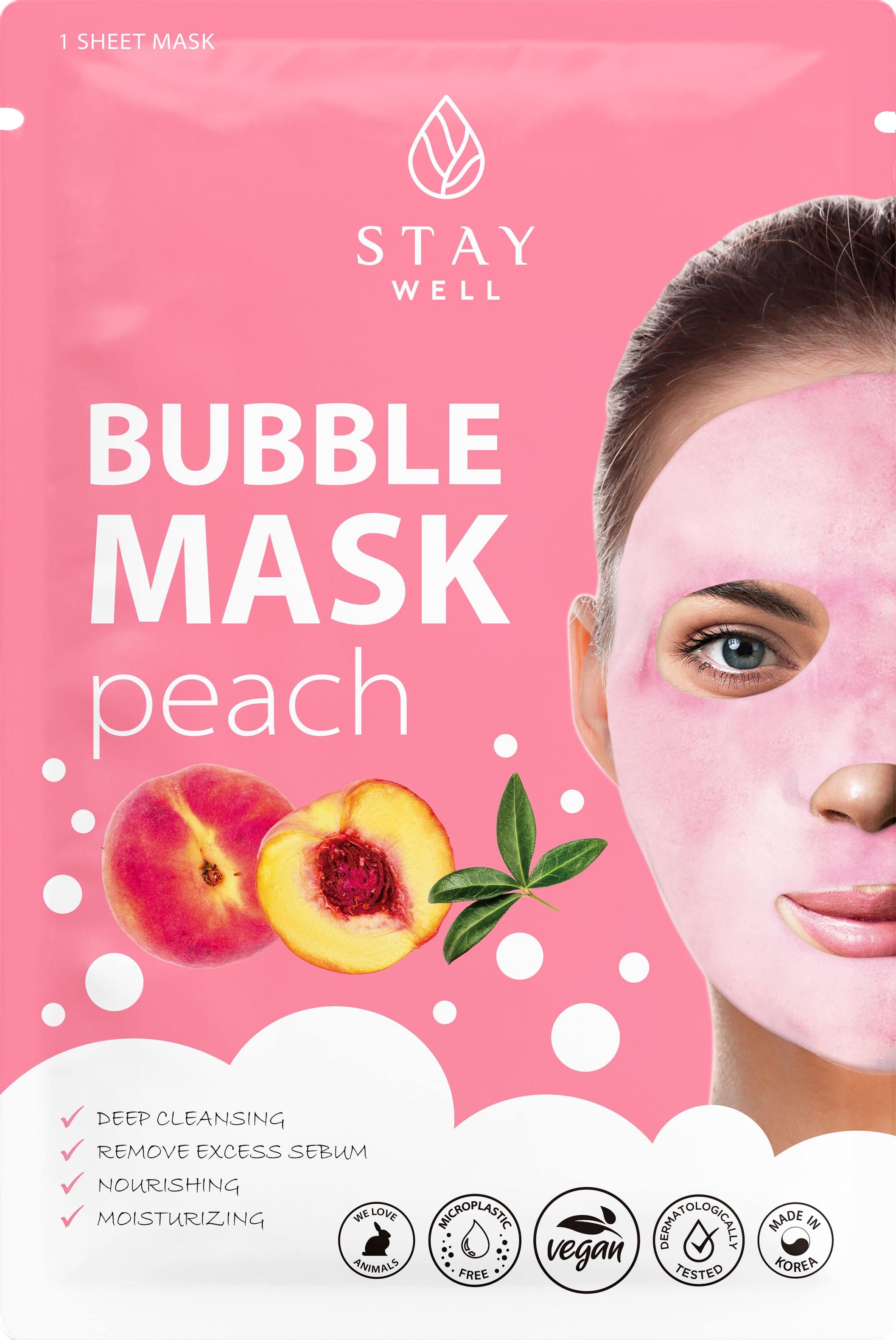 Stay well Deep Cleansing Bubble Mask PEACH 1 st