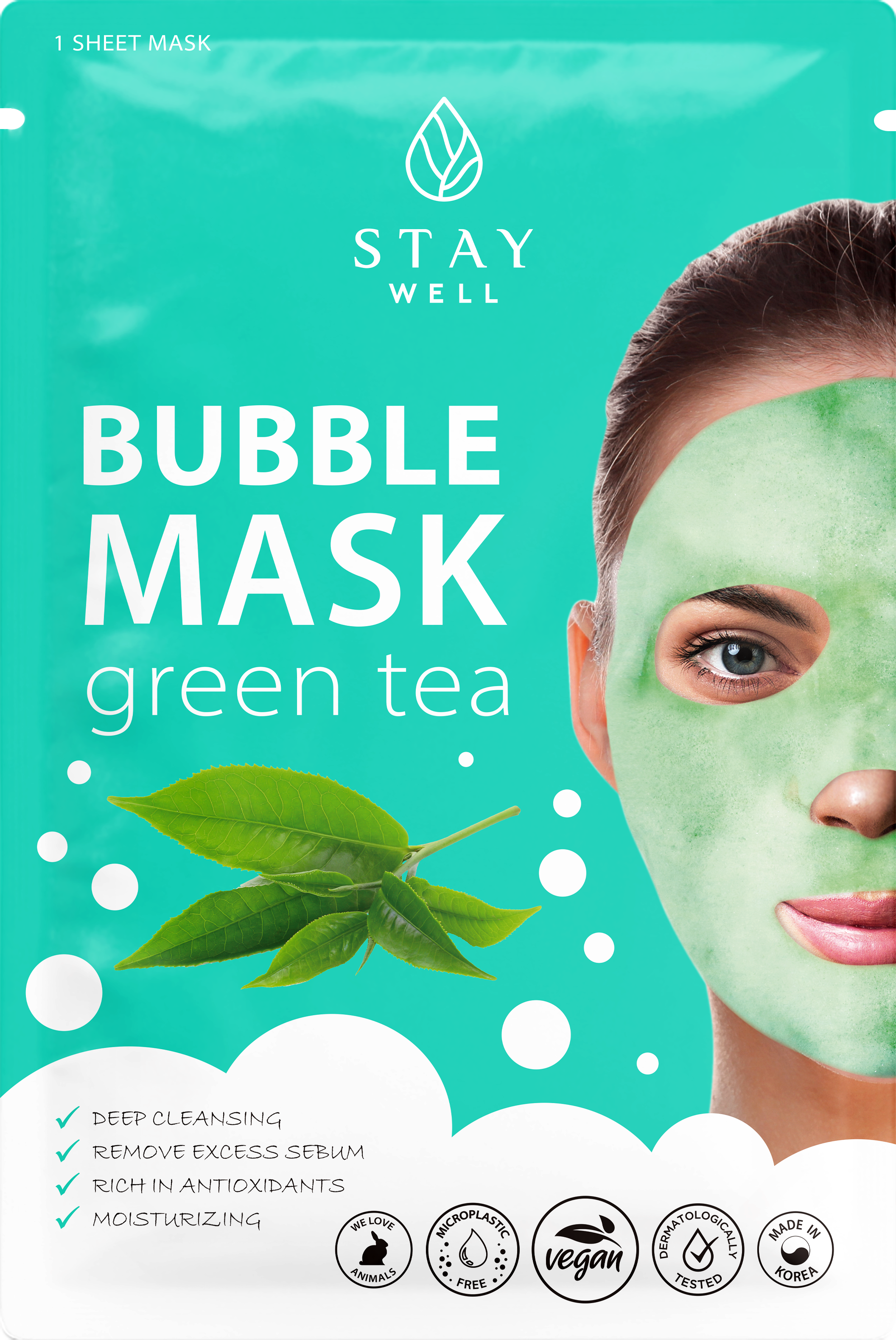 Stay well Deep Cleansing Bubble Mask GREEN TEA 1 st