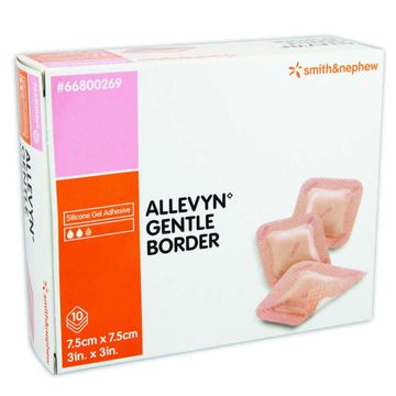 Allevyn Gentle Border, polyuretanskumförband, 7,5 x 7,5 cm