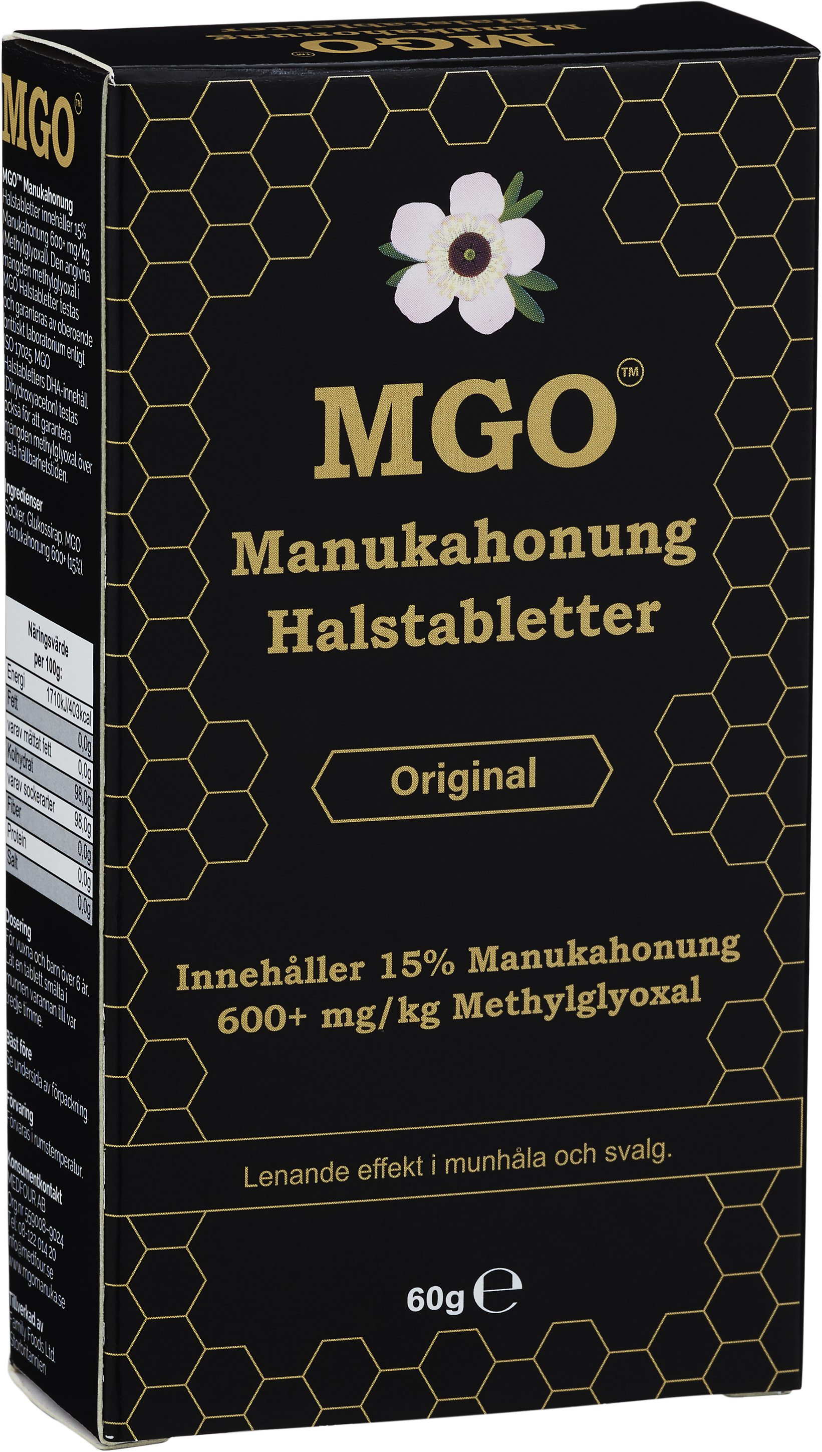 MGO manukahonung halstabletter original 600+ 60 g