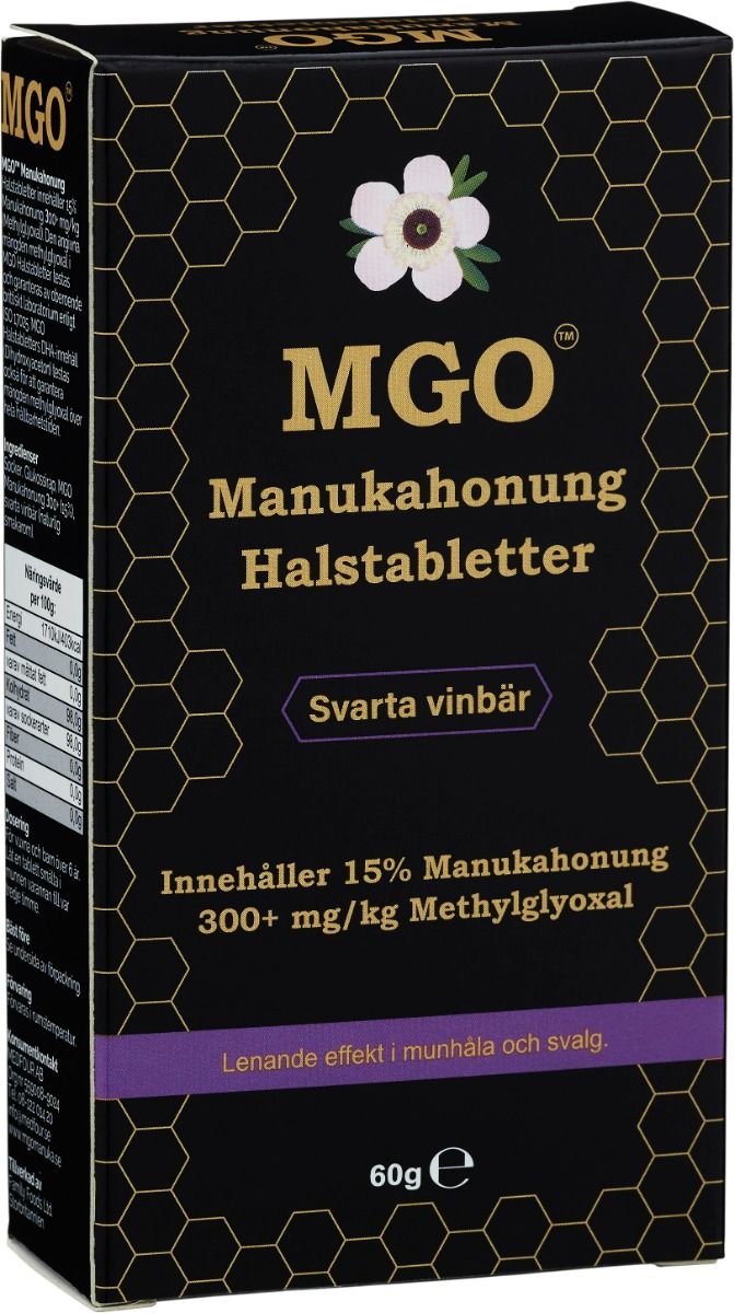 Mgo Manuka Halstablett Svartvinbär 300+ 60 g