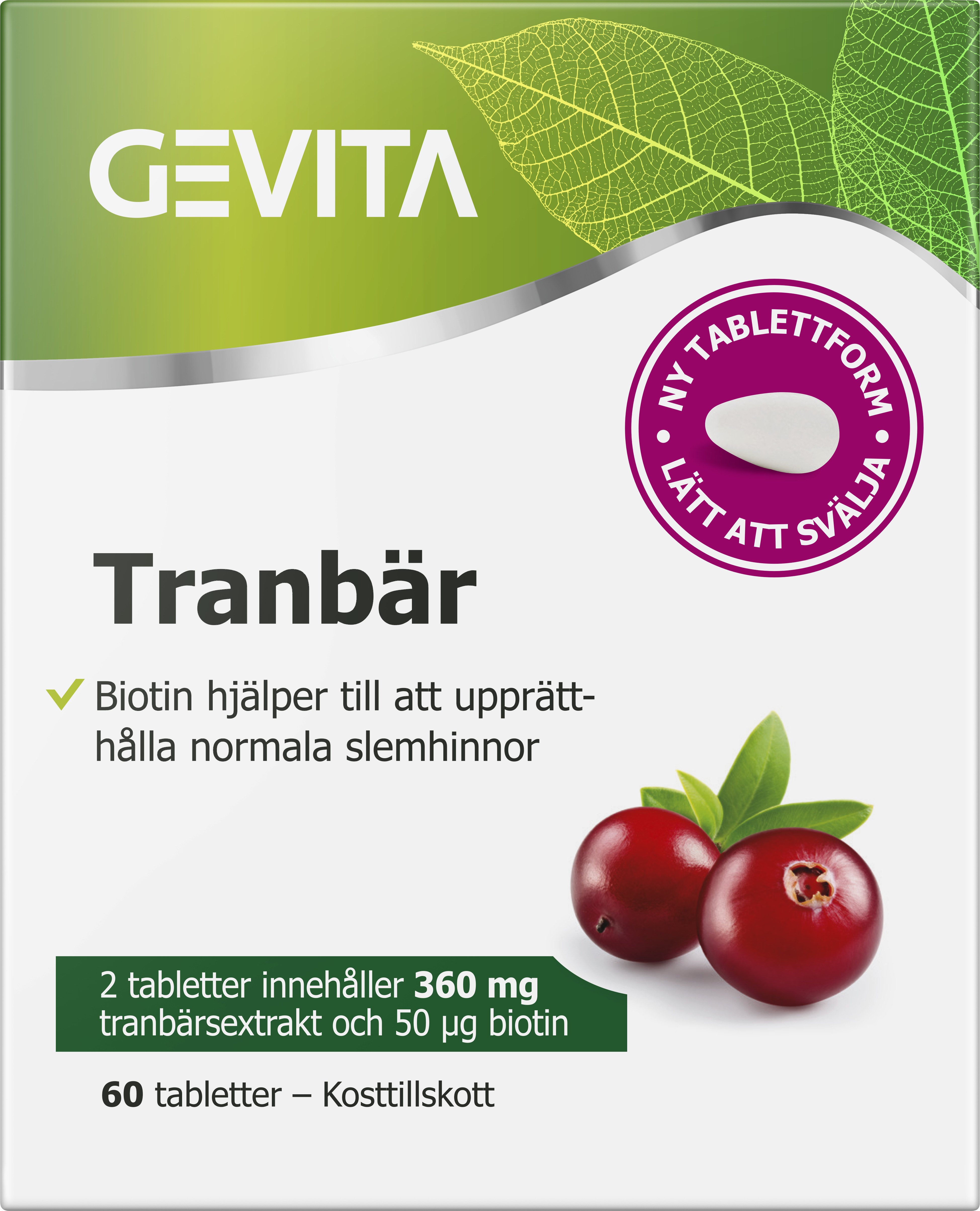 Orkla Care AB Gevita Tranbär tabletter 60 st