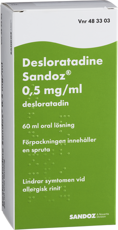 Desloratadine Sandoz, oral lösning 0,5 mg/ml