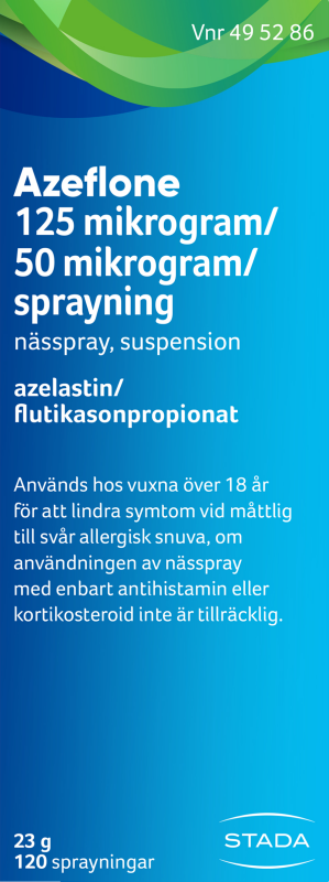 Azeflone, nässpray, suspension 125 mikrogram + 50 mikrogram/sprayning