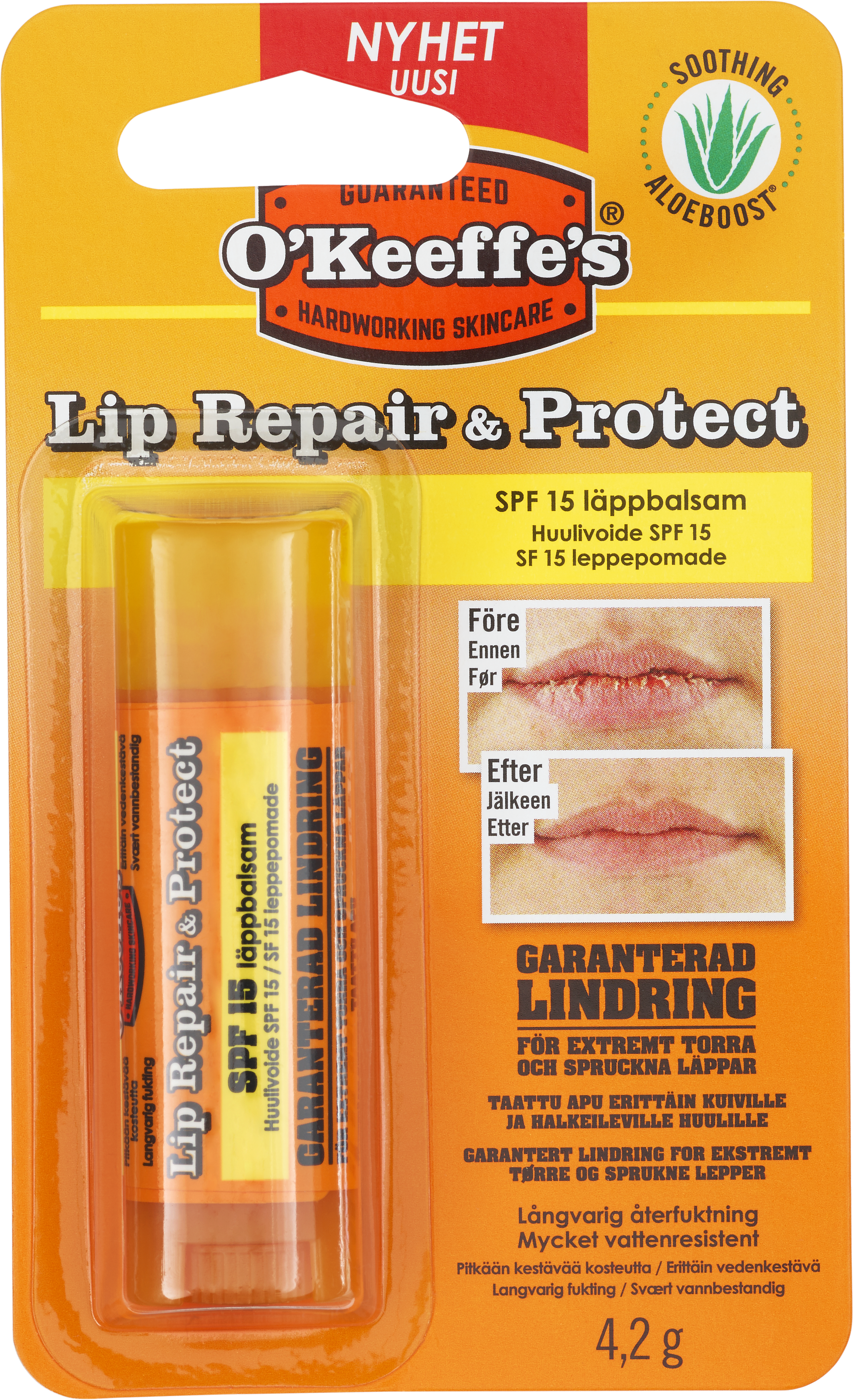 O’Keeffe’s Lip Repair and Protect läppbalsam SPF 15 4,2 g