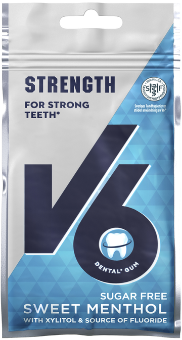V6 Strong Teeth Sweet Menthol med fluor