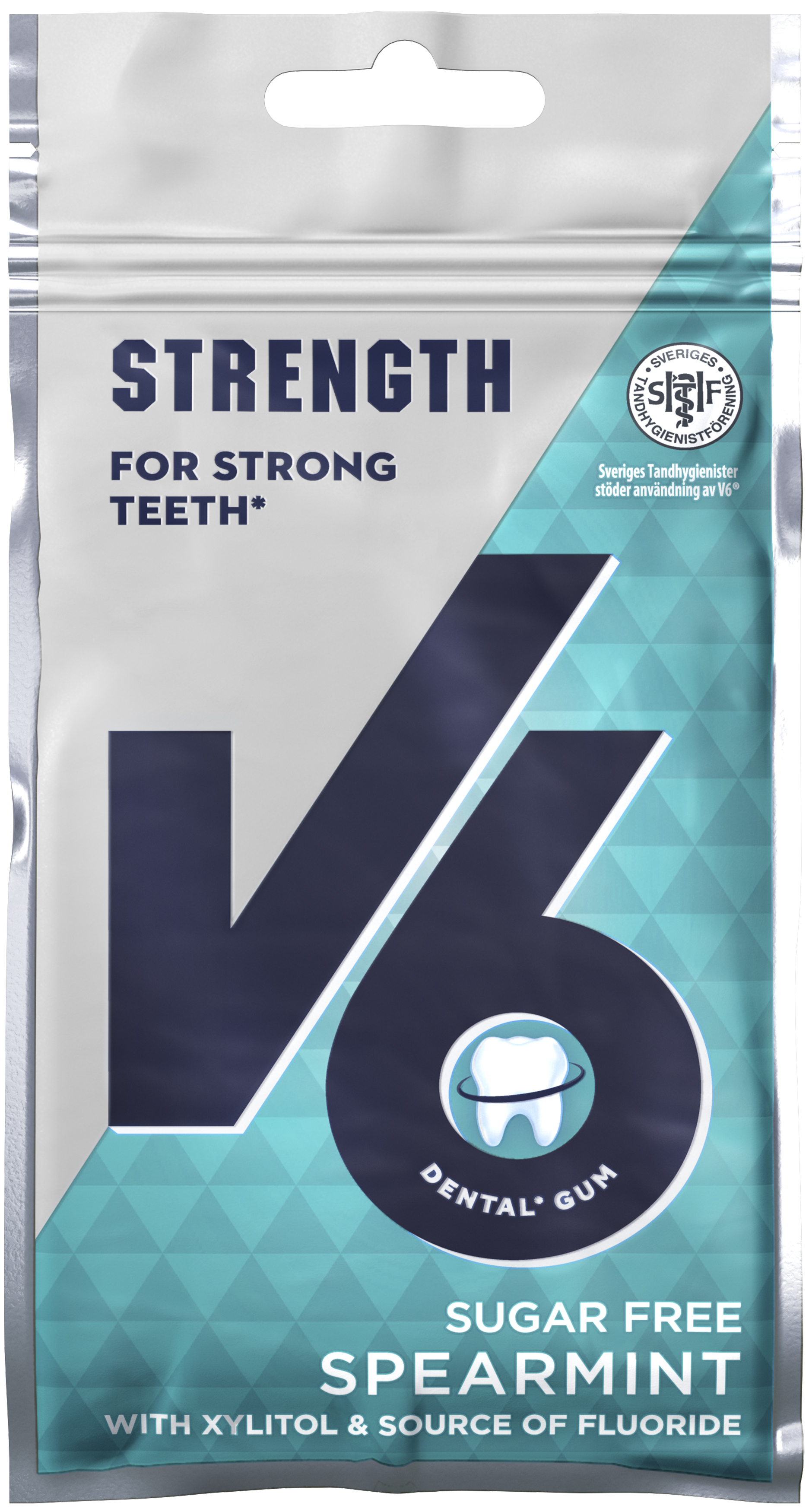 V6 Strong Teeth Spearmint med fluor 30 g