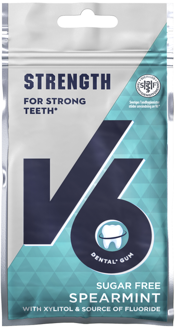 V6 Strong Teeth Spearmint med fluor