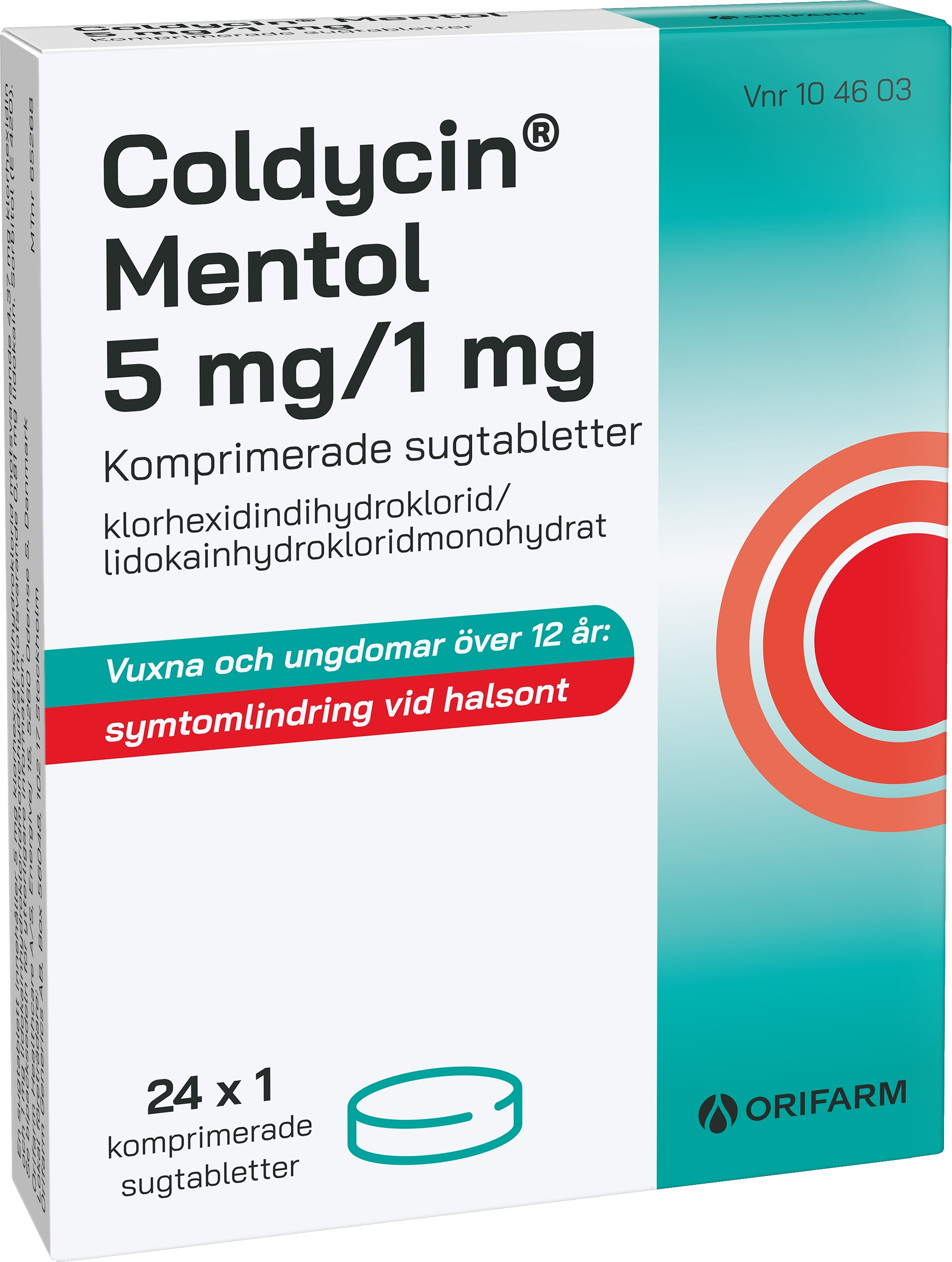 Coldycin Mentol, komprimerad sugtablett 5 mg/1 mg