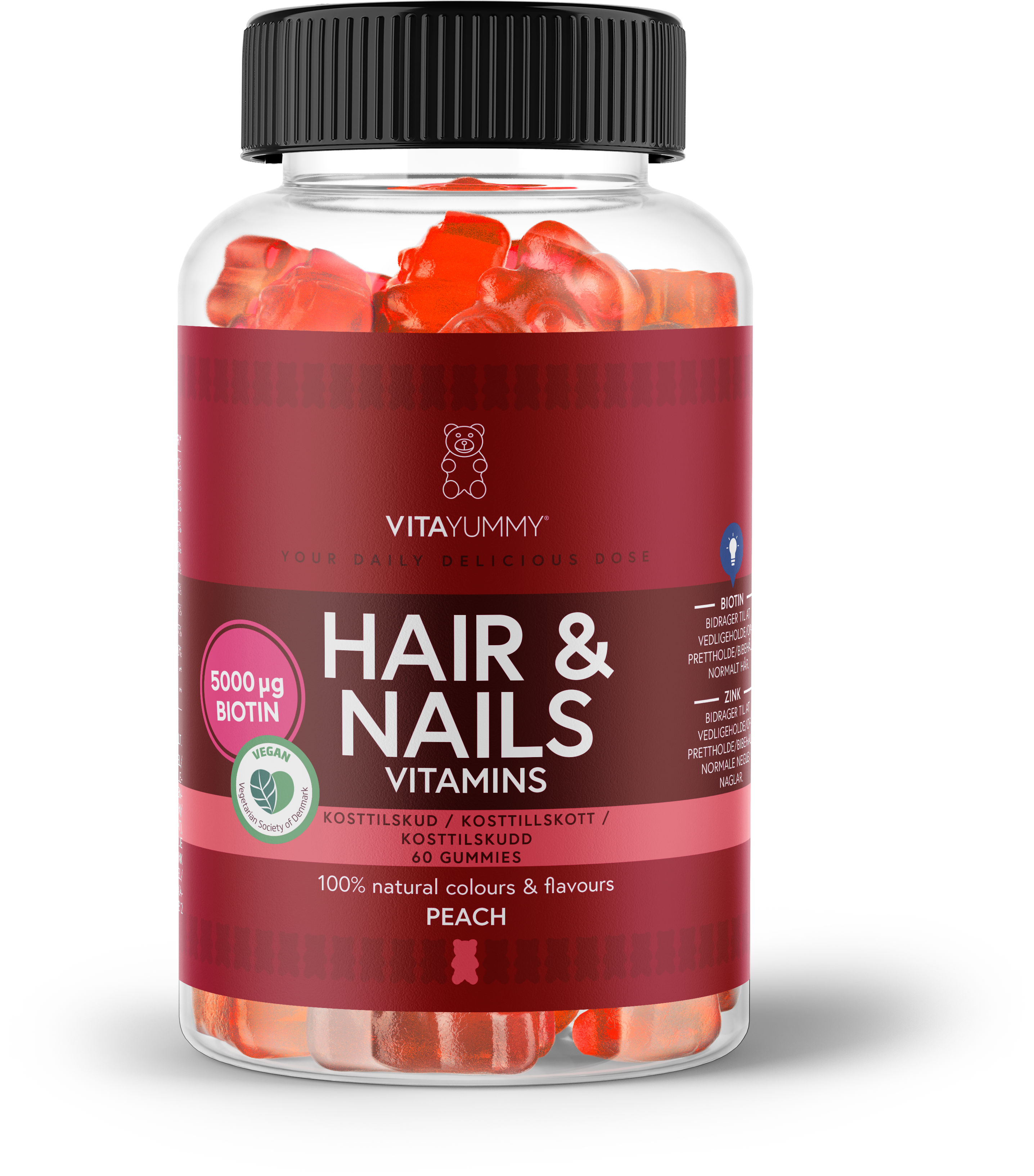 VitaYummy Hair & Nail Vitamins Peach 60 st