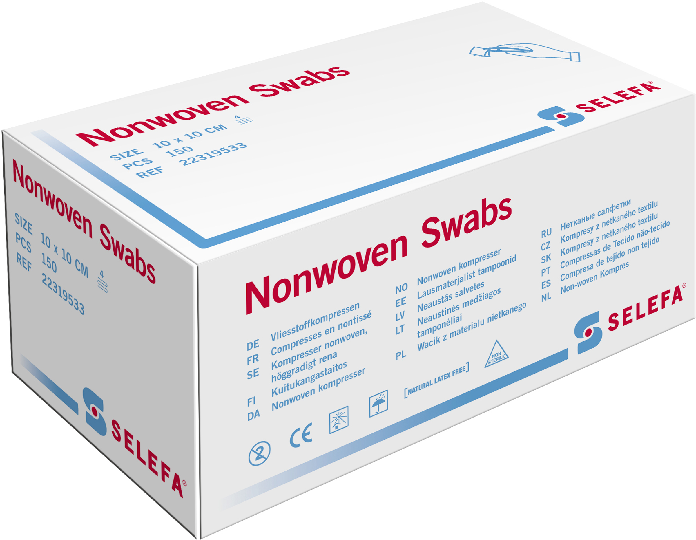 Selefa Nonwoven kompress 10 x 10 cm 150 st