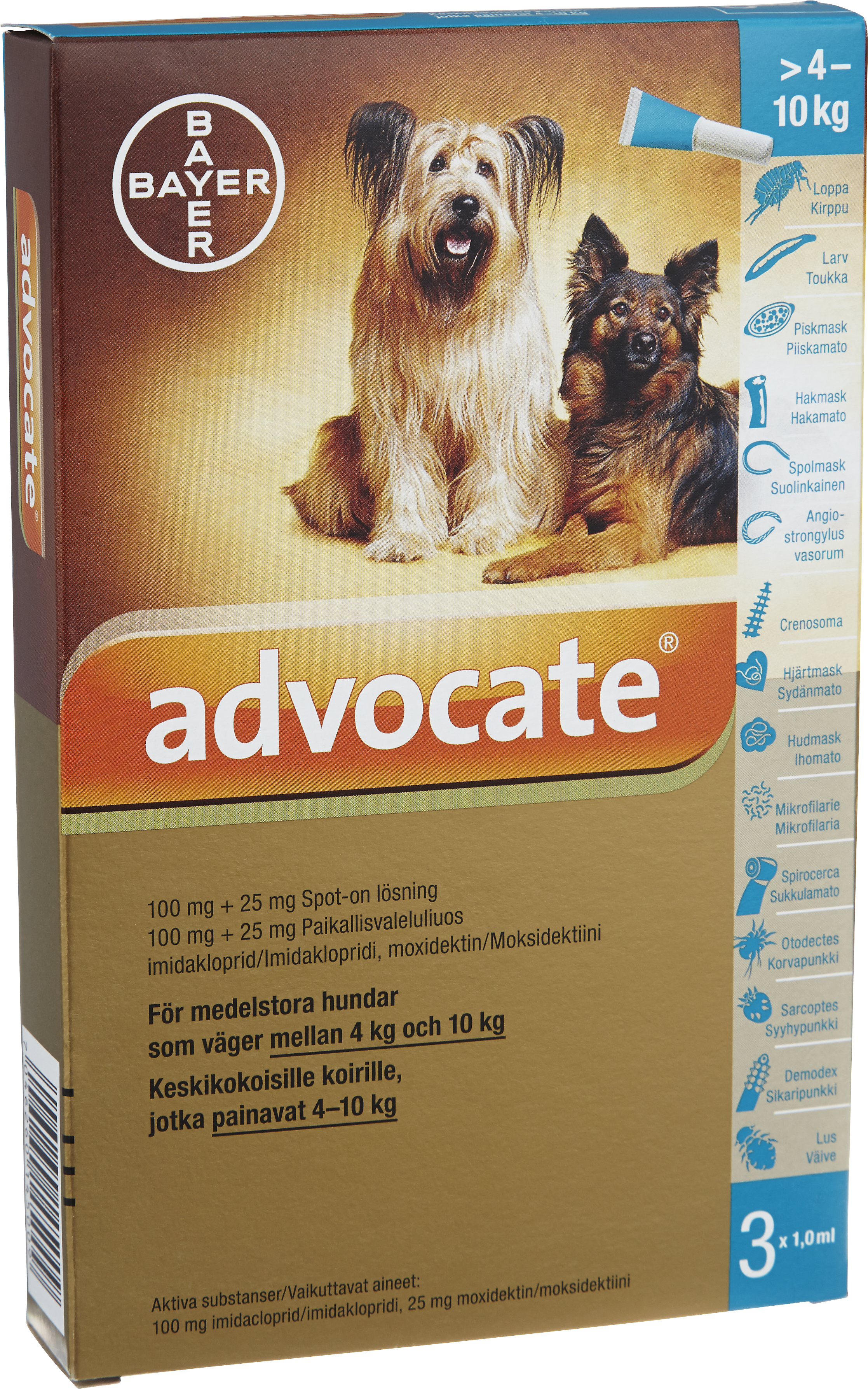 Advocate för medelstora hundar, spot-on, lösning 100 mg/25 mg