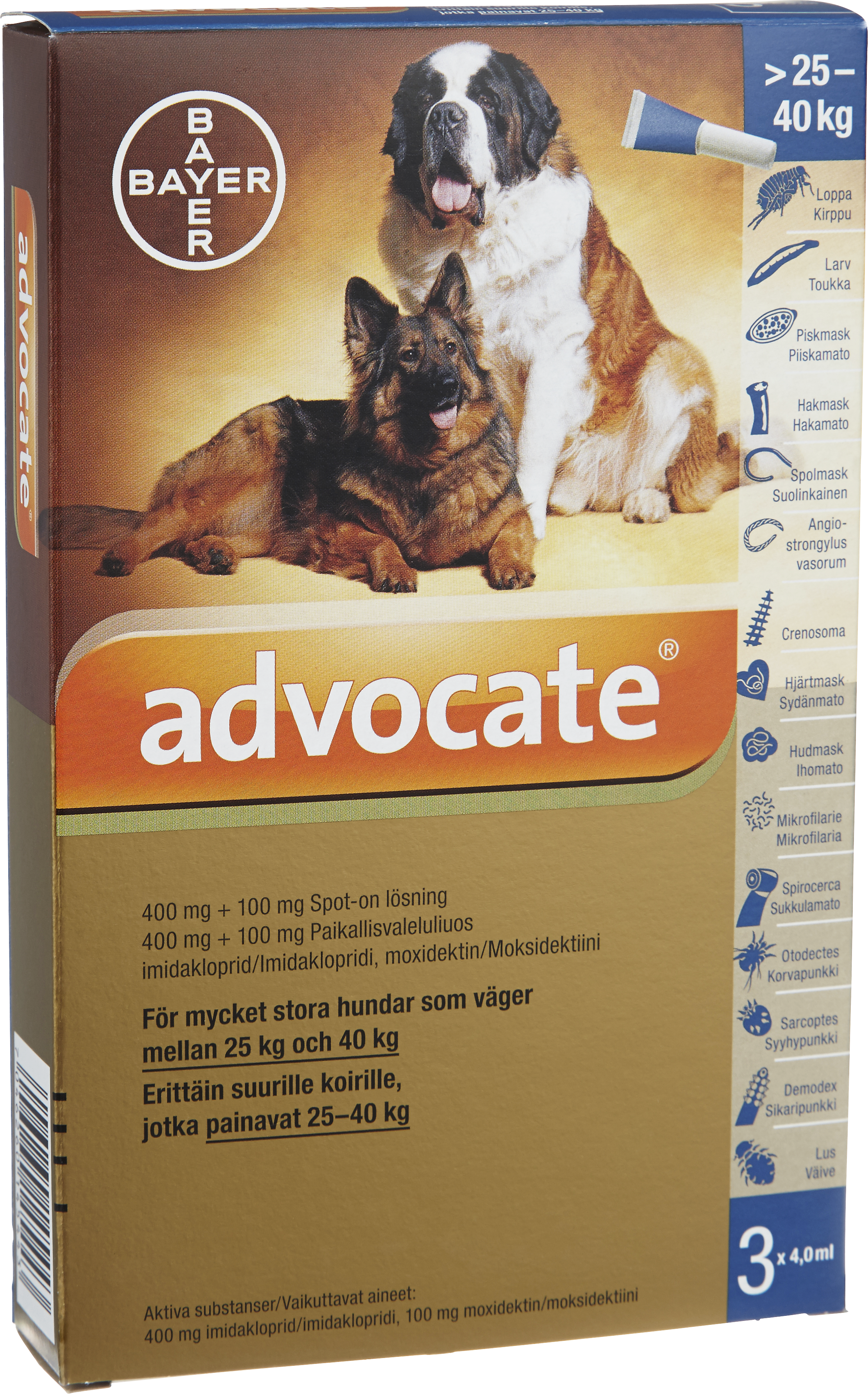 Advocate för mycket stora hundar, spot-on, lösning 400 mg/100 mg