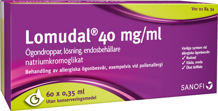 Lomudal, ögondr, lösn, endosbehållare 40 mg/ml