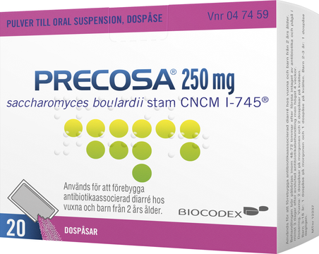 Precosa, pulver till oral suspension, dospåse 250 mg