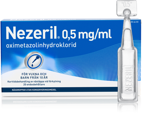 Nezeril, näsdroppar, lösning i endosbehållare 0,5  mg/ml
