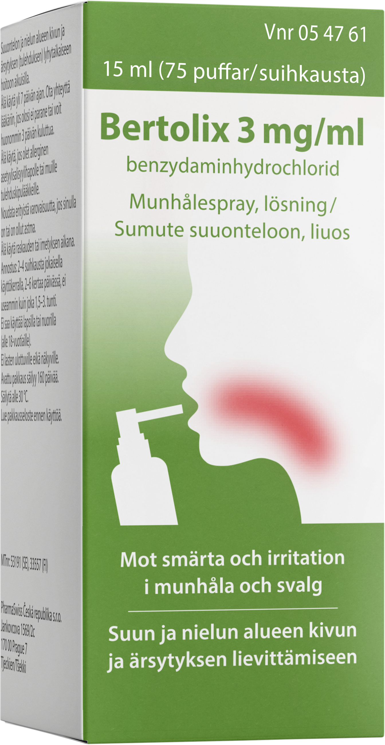Bertolix, munhålespray, lösning 3 mg/ml