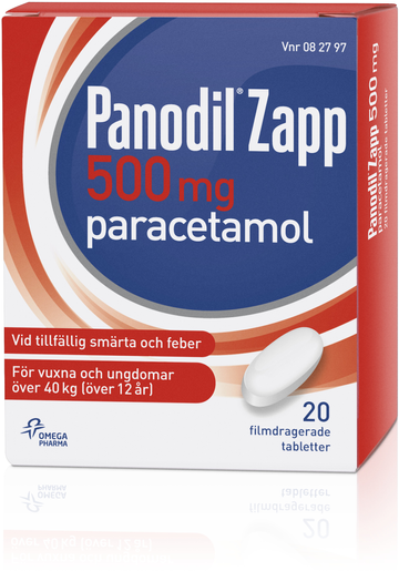 Panodil Zapp, filmdragerad tablett 500 mg