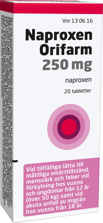 Naproxen Orifarm, tablett 250 mg