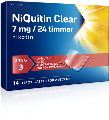 NiQuitin Clear, depotplåster 7 mg/24 timmar